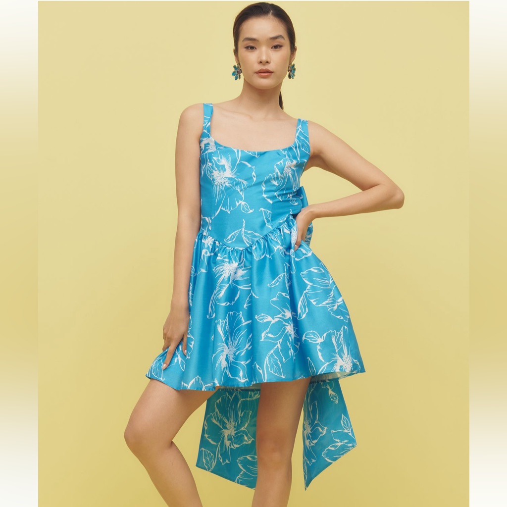 *Anthropologie Hutch Sleeveless Back Bow Basque-Waist Mini Dress